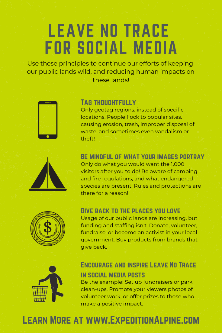 Leave No Trace for social media list, the social media four principles of Leave No Trace, 4 principles